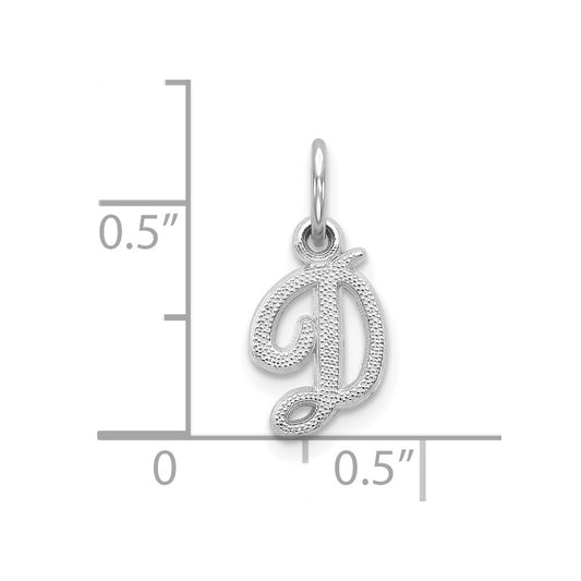 10k White Gold Small Script Initial D Charm