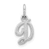 10k White Gold Small Script Initial D Charm