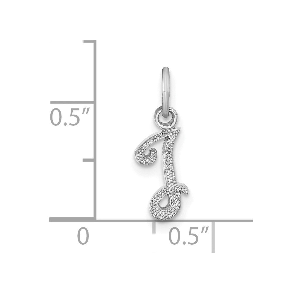 10k White Gold Small Script Initial I Charm