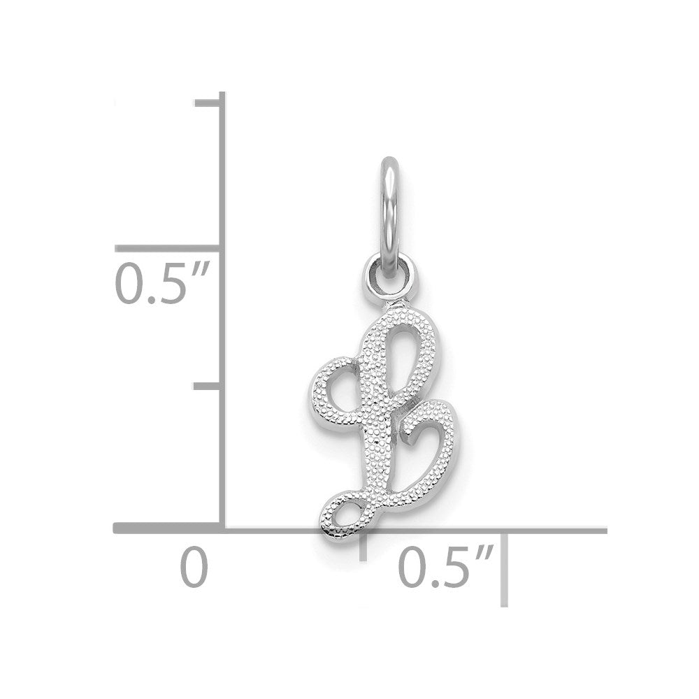 10k White Gold Small Script Initial L Charm
