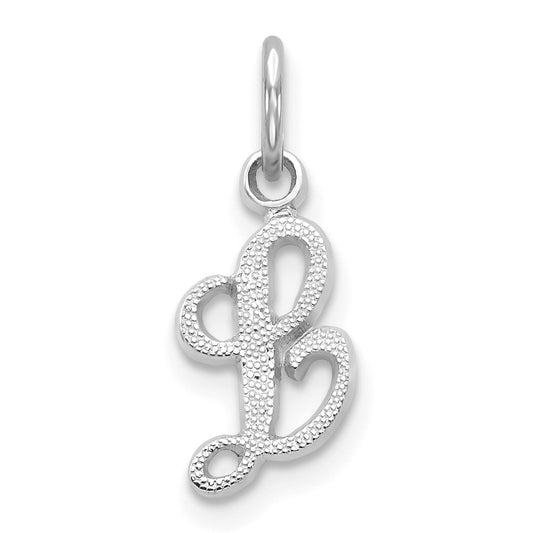 10k White Gold Small Script Initial L Charm