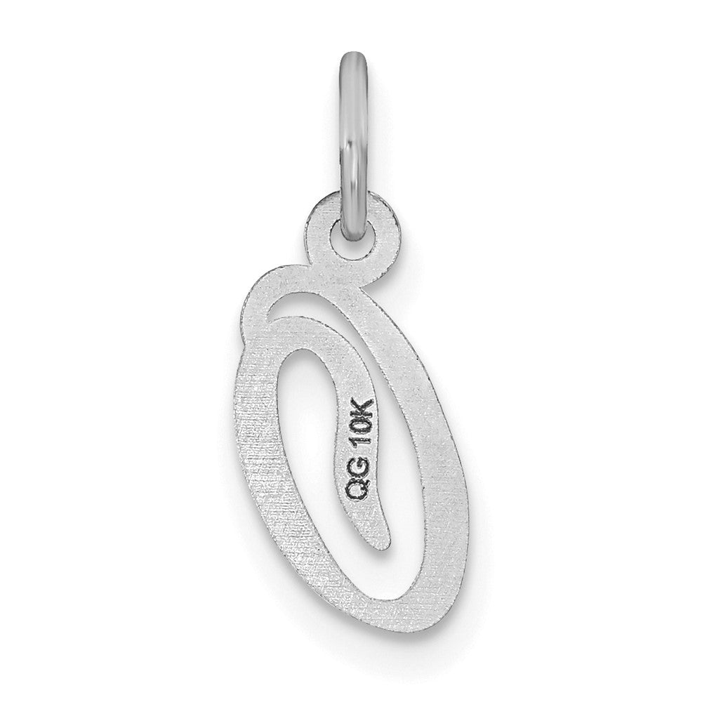 10k White Gold Small Script Initial O Charm
