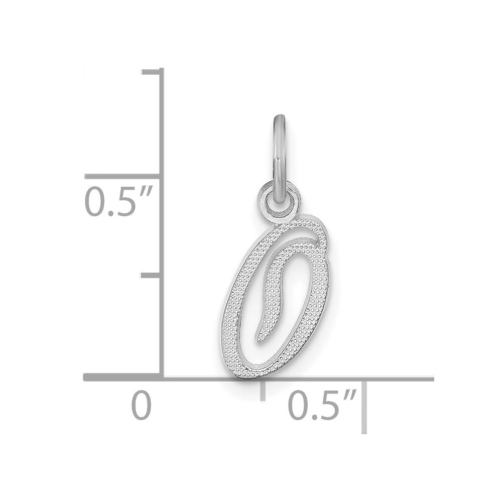 10k White Gold Small Script Initial O Charm