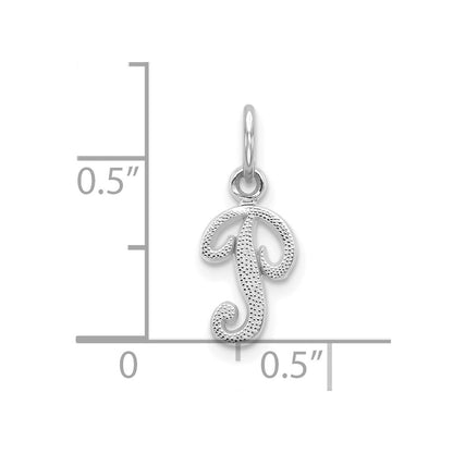 10k White Gold Small Script Initial P Charm
