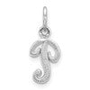 10k White Gold Small Script Initial P Charm