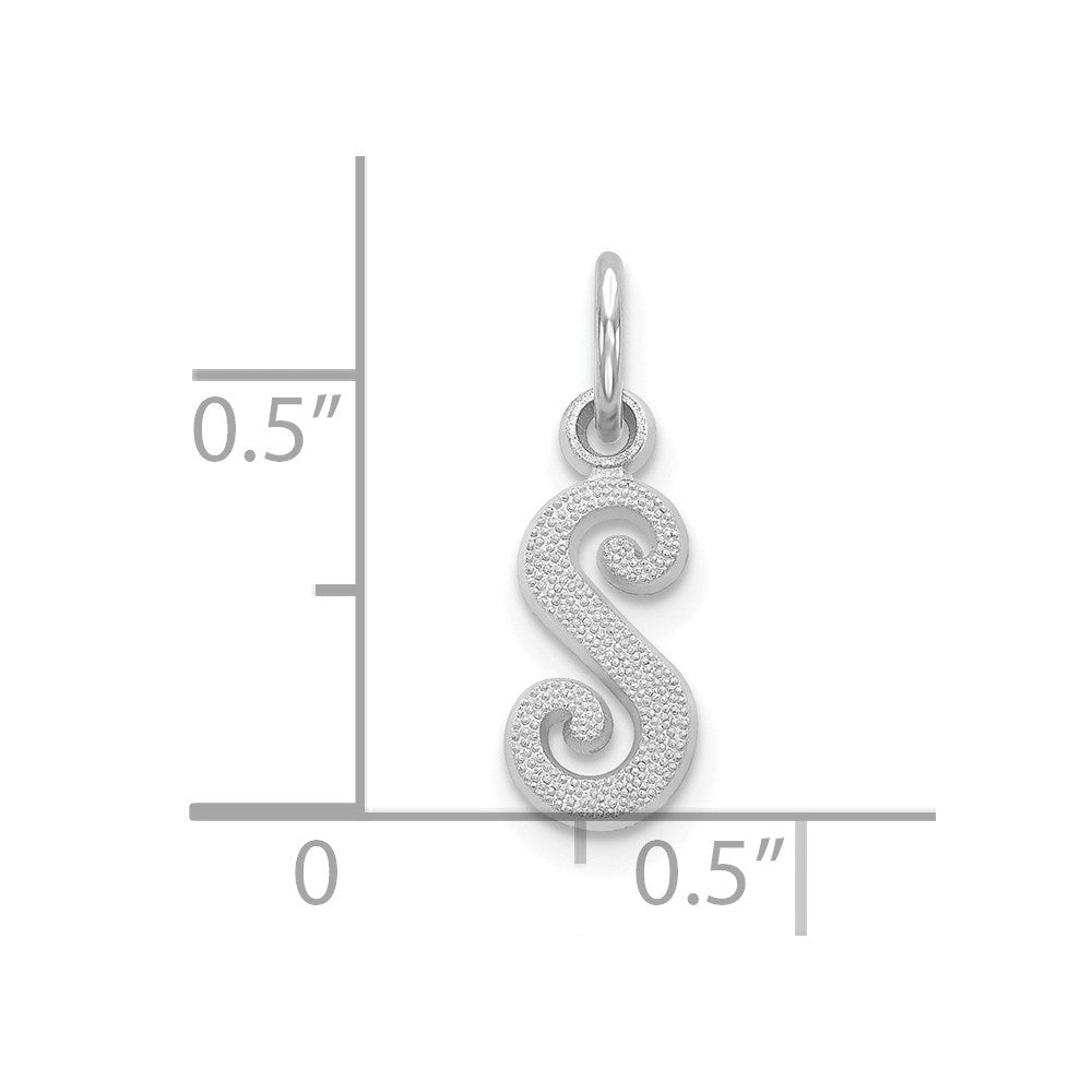 10k White Gold Small Script Initial S Charm