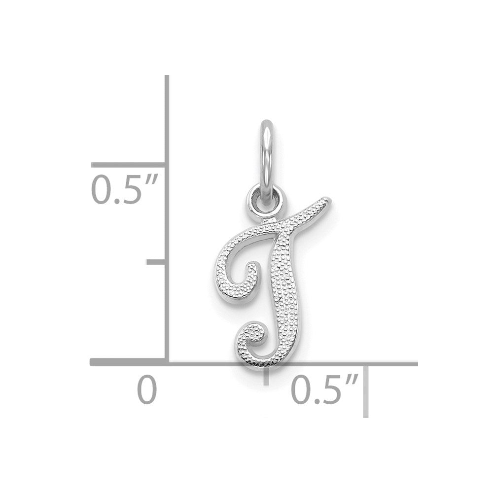 10k White Gold Small Script Initial T Charm