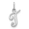 10k White Gold Small Script Initial T Charm