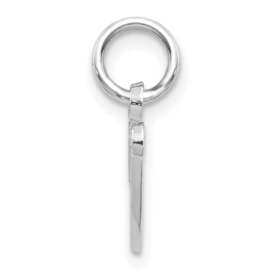 10k White Gold Small Script Initial V Charm