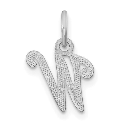 10k White Gold Small Script Initial W Charm