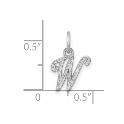 10k White Gold Small Script Initial W Charm