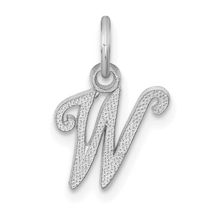 10k White Gold Small Script Initial W Charm