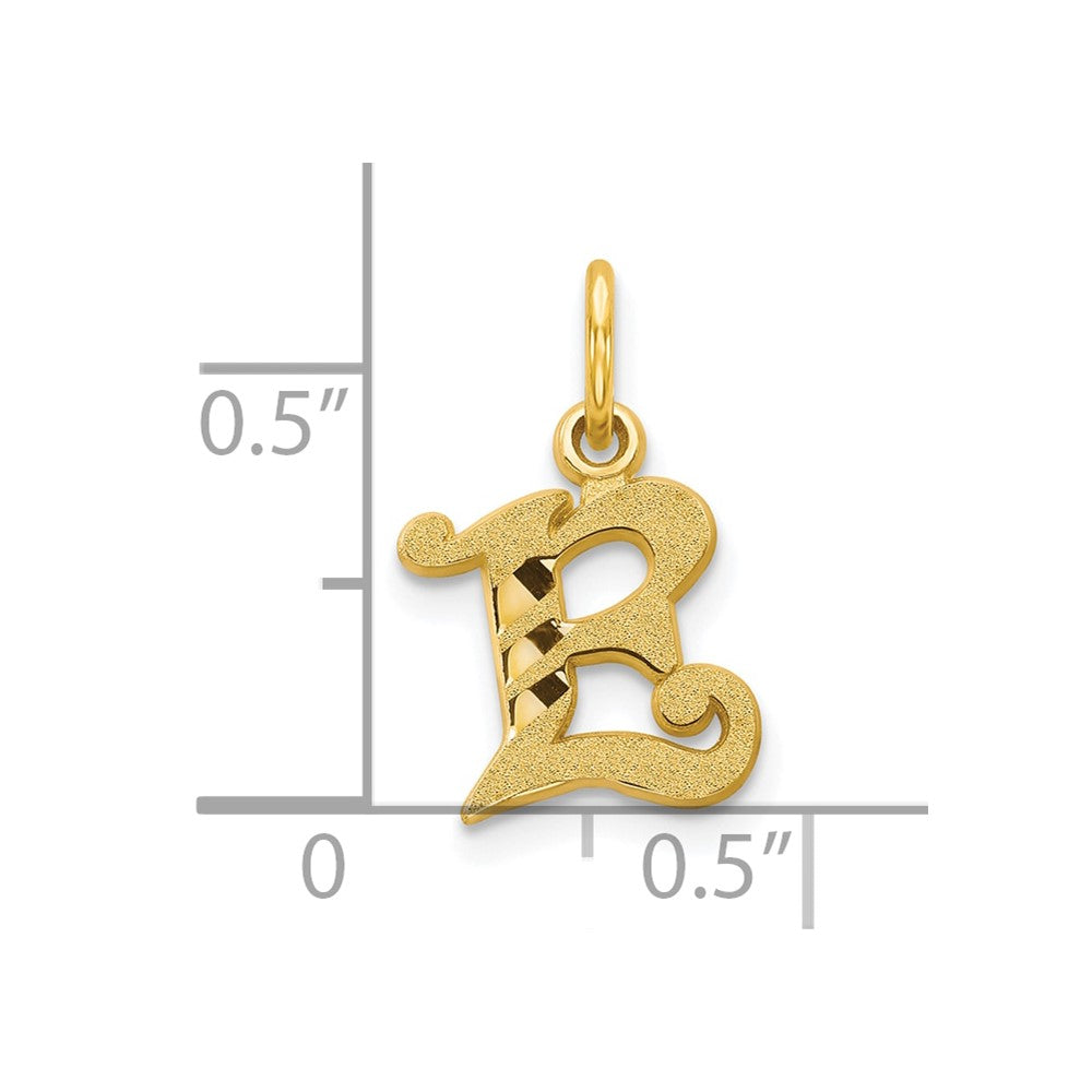 10k Small Diamond-cut Initial E Charm