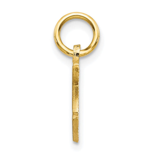 10k Small Diamond-cut Initial F Charm