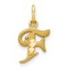 10k Small Diamond-cut Initial F Charm