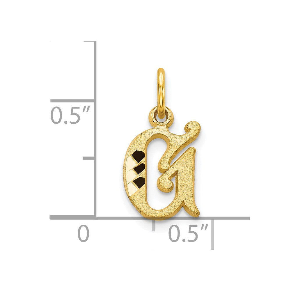 10k Small Diamond-cut Initial G Charm