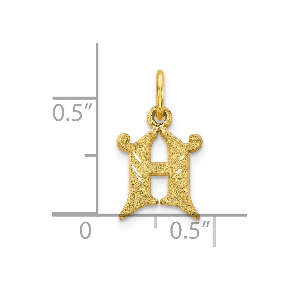 10k Small Diamond-cut Initial H Charm