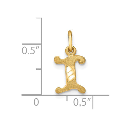 10k Small Diamond-cut Initial I Charm