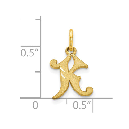 10k Small Diamond-cut Initial K Charm