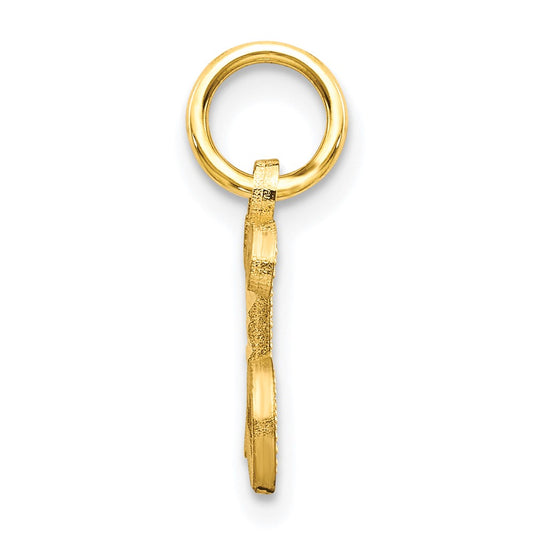 10k Small Diamond-cut Initial L Charm
