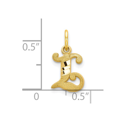 10k Small Diamond-cut Initial L Charm
