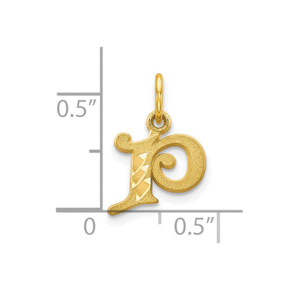 10k Small Diamond-cut Initial P Charm