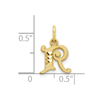 10k Small Diamond-cut Initial R Charm