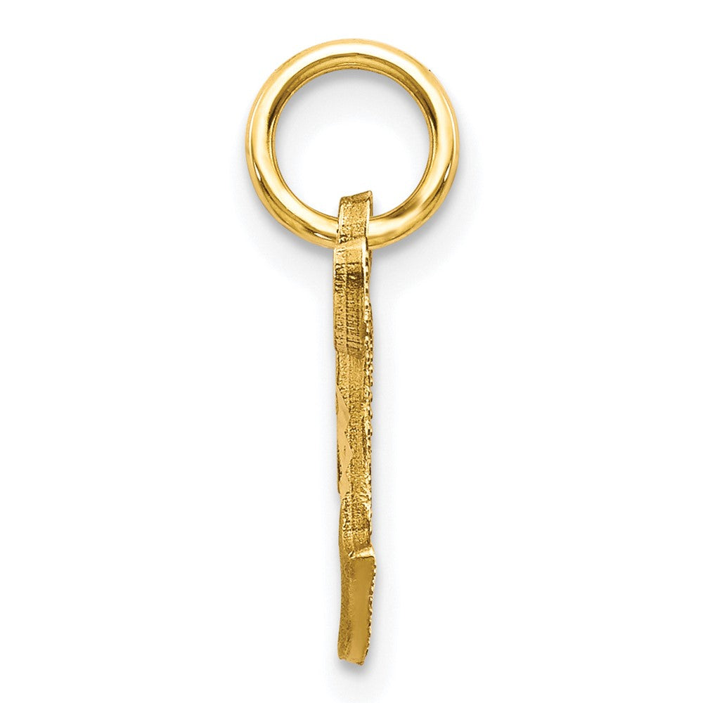 10k Small Diamond-cut Initial T Charm