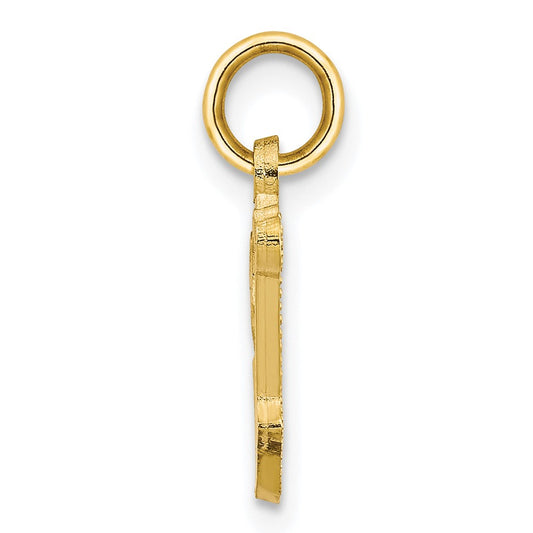 10k Small Diamond-cut Initial V Charm