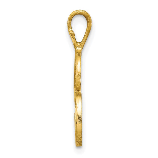 10k Satin Diamond-cut Initial C Charm