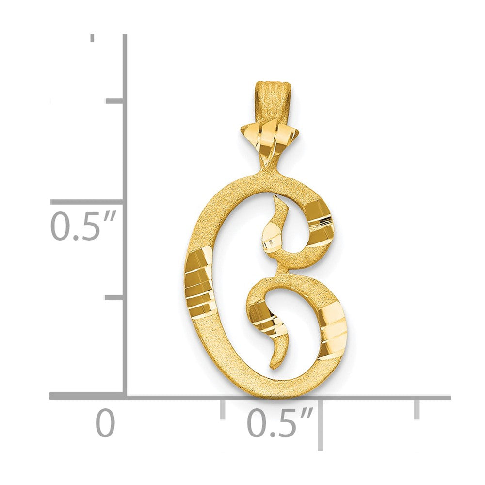 10k Satin Diamond-cut Initial C Charm