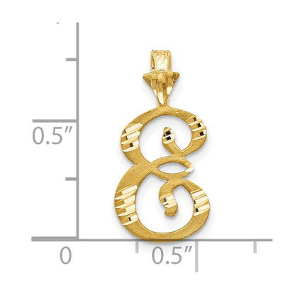 10k Satin Diamond-cut Initial E Pendant
