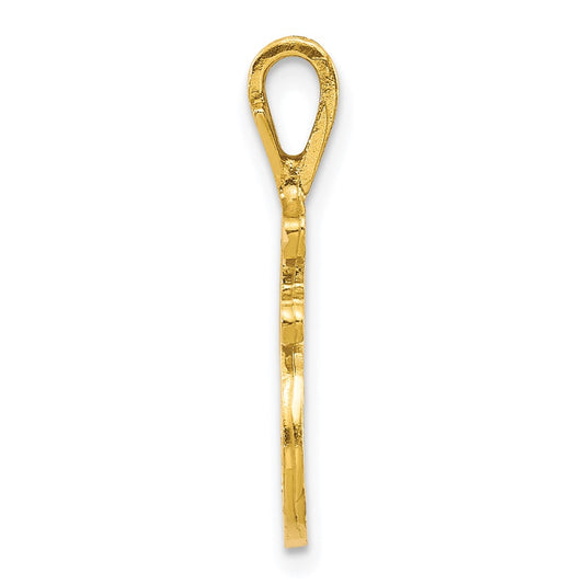 10k Satin Diamond-cut Initial F Pendant