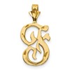 10k Satin Diamond-cut Initial F Pendant