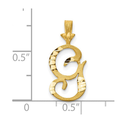 10k Satin Diamond-cut Initial G Pendant