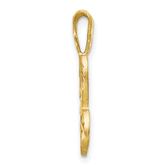 10k Satin Diamond-cut Initial H Pendant