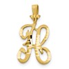 10k Satin Diamond-cut Initial H Pendant