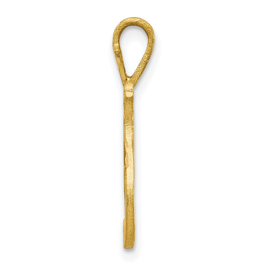 10k Satin Diamond-cut Initial I Pendant