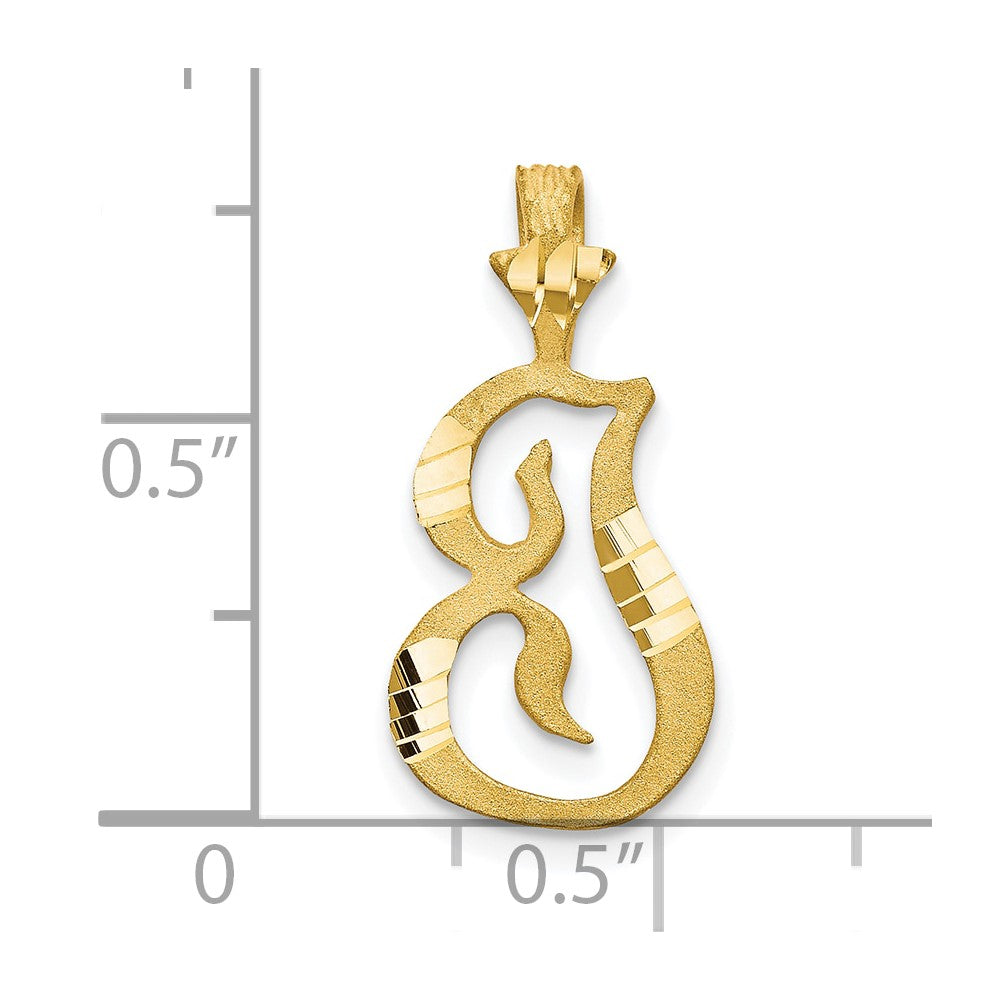 10k Satin Diamond-cut Initial I Pendant