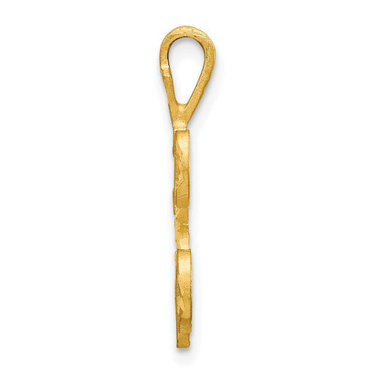 10k Satin Diamond-cut Initial K Pendant