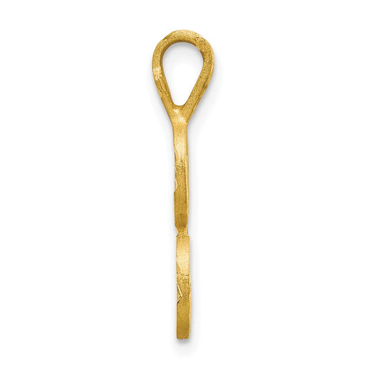 10k Satin Diamond-cut Initial L Pendant
