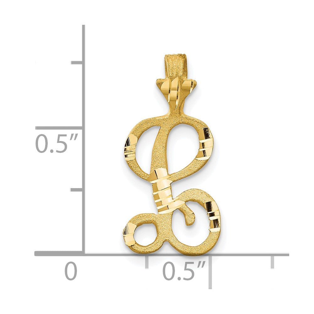 10k Satin Diamond-cut Initial L Pendant