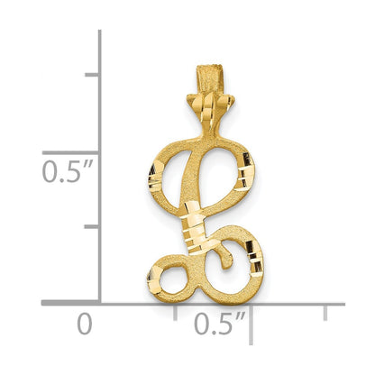 10k Satin Diamond-cut Initial L Pendant