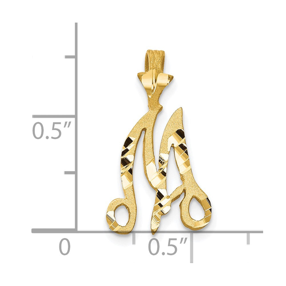 10k Satin Diamond-cut Initial M Pendant