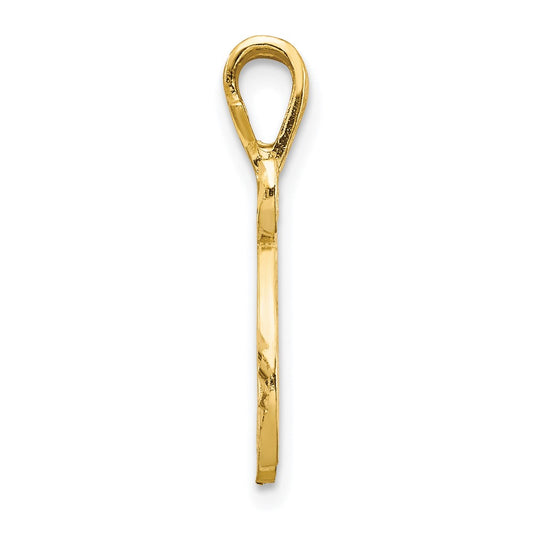 10k Satin Diamond-cut Initial N Pendant
