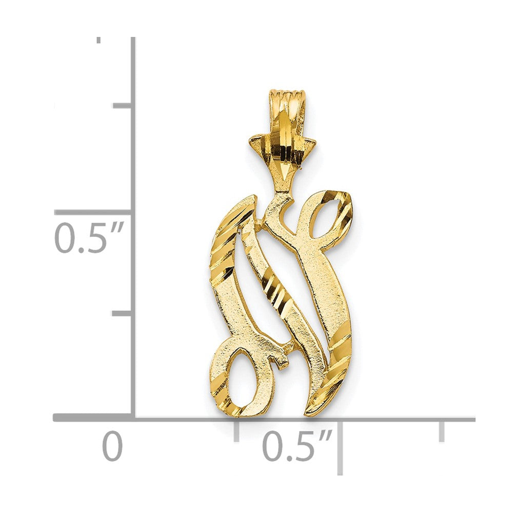 10k Satin Diamond-cut Initial N Pendant