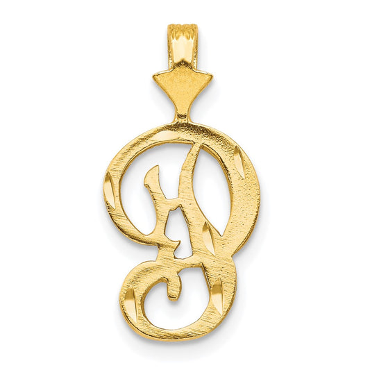 10k Satin Diamond-cut Initial P Pendant