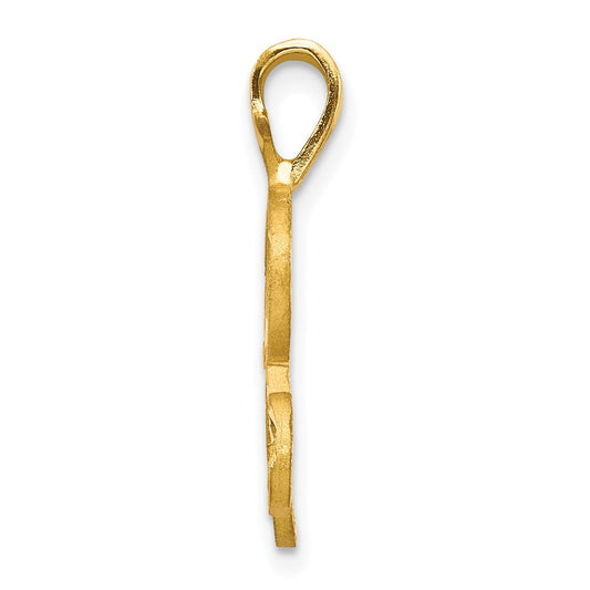10k Satin Diamond-cut Initial R Pendant