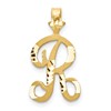 10k Satin Diamond-cut Initial R Pendant