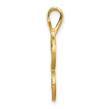 10k Satin Diamond-cut Initial S Pendant